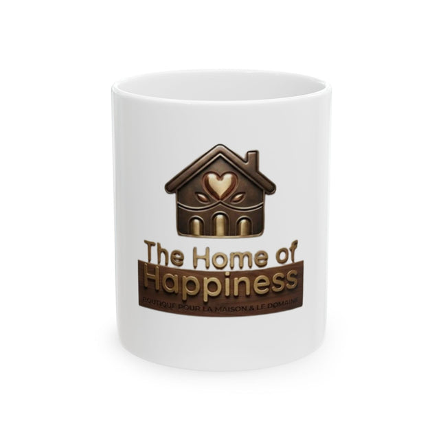 Home of Happiness mug | House with heart logo, ceramic coffee cup