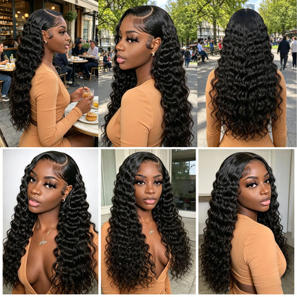 250% Density 13x4 13x6 HD Lace Front Wig Brazilian Loose Deep Wave Human Hair Wig Natural Black Glueless Hair Wigs For Women