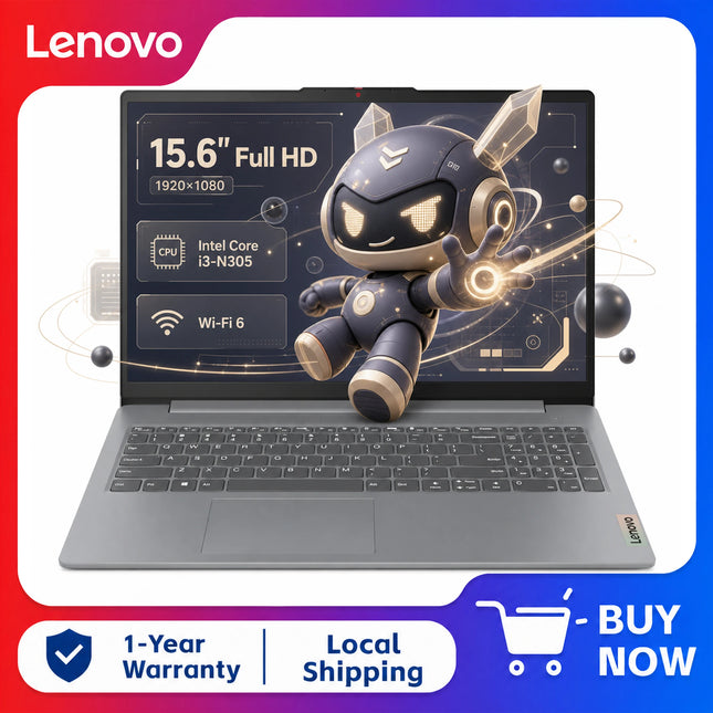 Lenovo IdeaPad Slim 3i 15.6" Full HD Laptop, Intel Core I3-N305, 8GB RAM, 128 UFS, Windows 11 Home, Arctic Grey