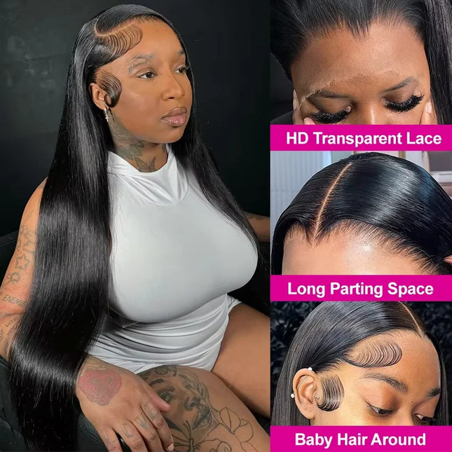 13x6 Super Double Drawn Bone Straight HD Lace Front Wig 5x7 Glueless Wig Human Hair Vietnamese Virgin Hair Pre Plucked For Women