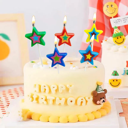 Five pointed Star Happy Birthday Cake Candles for Children's Day Boys' Party Stars Baking Decorative Candles