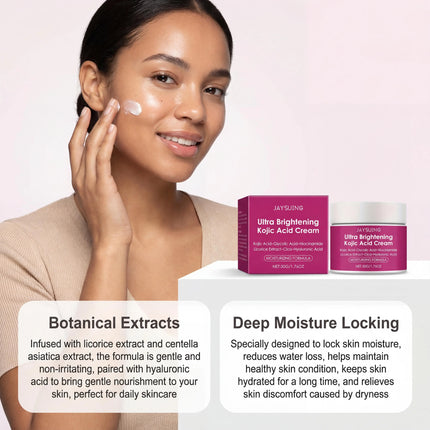 Jaysuing Kojic Acid Face Cream Ultra Brightening Skin Tone Correcting Centella Extract Barrier Repair Hydrating Soothing Moisturizing Daily Care