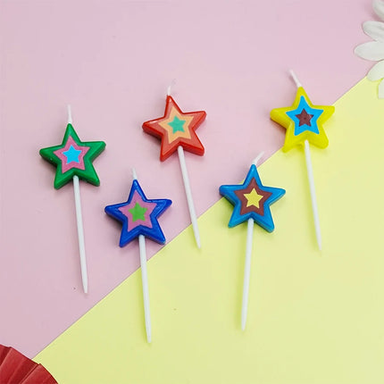 Five pointed Star Happy Birthday Cake Candles for Children's Day Boys' Party Stars Baking Decorative Candles