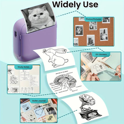 Portable Thermal Printer Instant Printing Compatible with iOS Android for Photos Labels Notes Great Gift
