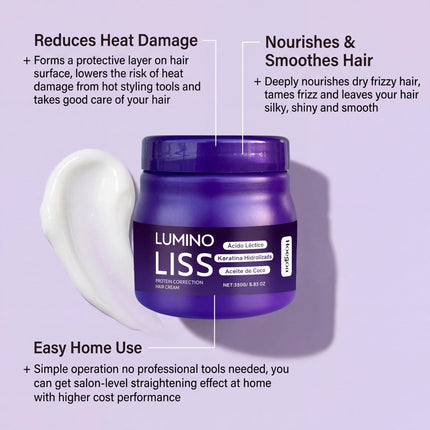Protein Hair Correcting Cream Long Lasting Smoothing Straightening Treatment Reduces Frizz Heat Protection Easy Application Strengthens Hair Cream