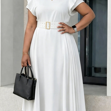 2026 Summer Ruffle Short Sleeve Dresses Elegant Women Party Evening Maxi Dress Turkey African Clothing Office Ladies Outfits