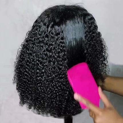 Curly Bob Wig Human Hair Glueless 13x4 Lace Front Wigs 250% Density Mongolian HD Kinky Curly Bob Lace Frontal Wigs Wet and Wavy