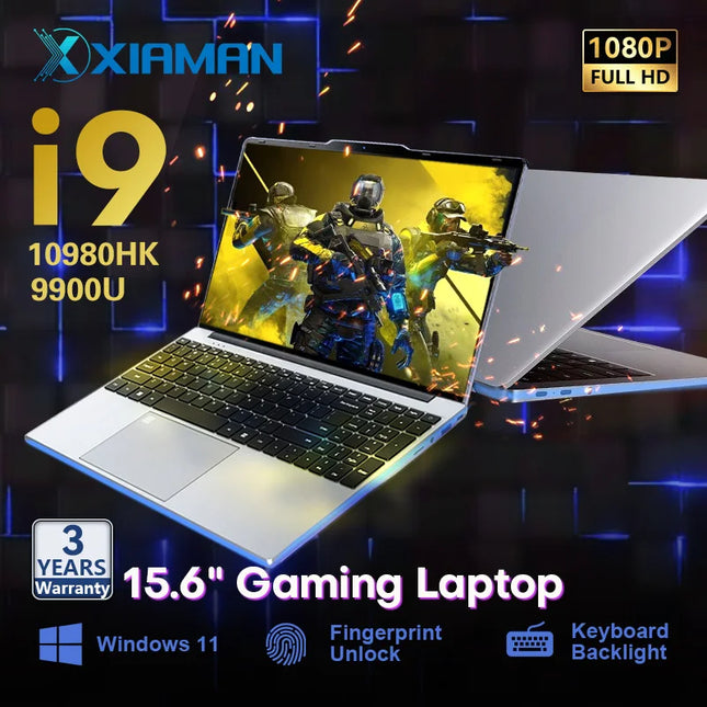 15.6" Portable Gaming Laptop intel Core i9 10980HK/9900U IPS 1920*1080 Windows 11 Laptop Computer 16GB RAM 1TB SSD Notebook PC