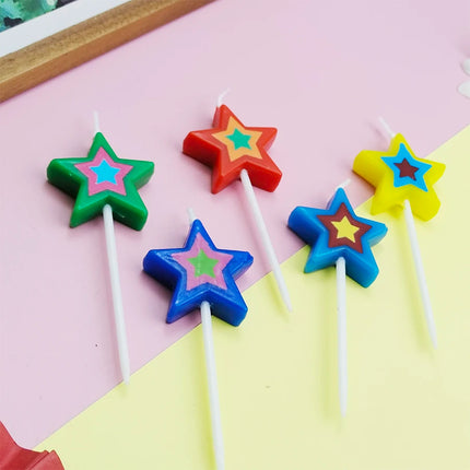 Five pointed Star Happy Birthday Cake Candles for Children's Day Boys' Party Stars Baking Decorative Candles