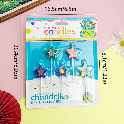 Five pointed Star Happy Birthday Cake Candles for Children's Day Boys' Party Stars Baking Decorative Candles