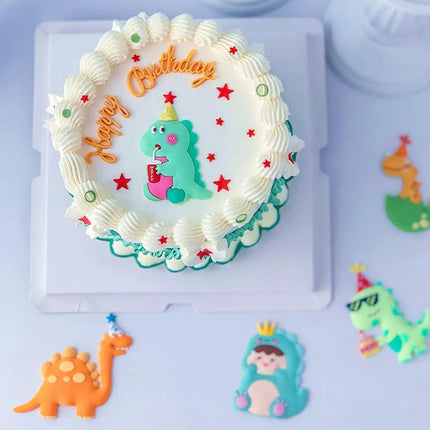 6 PCS Dinosaur Cake Toppers Little Dinosaur Birthday Party Decor Dinosaur Party Favors Three Rex Cake Decoration Party Supplies