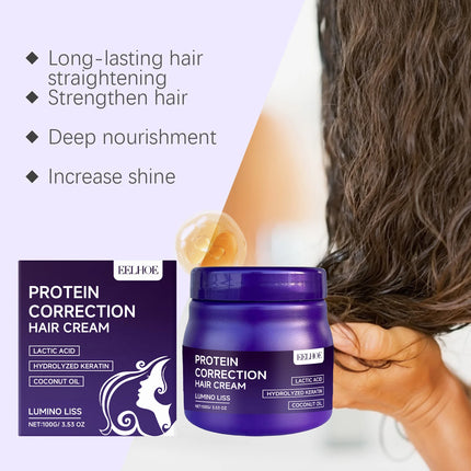 2PCS Keratin Hair Straightening Cream Moisturizing Reduce Frizzing Enhance Smoothness Repairing Damaged Hair Lasting Effect Hair Straighten Cream