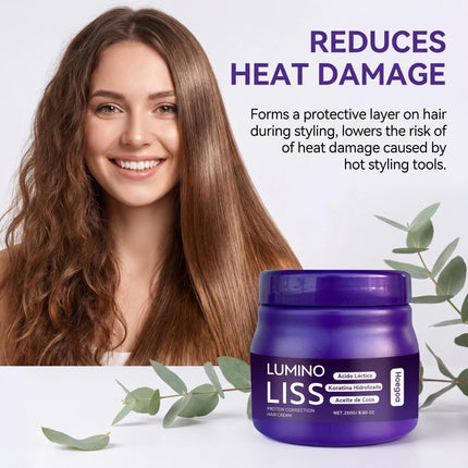 Protein Hair Correcting Cream Long Lasting Smoothing Straightening Treatment Reduces Frizz Heat Protection Easy Application Strengthens Hair Cream