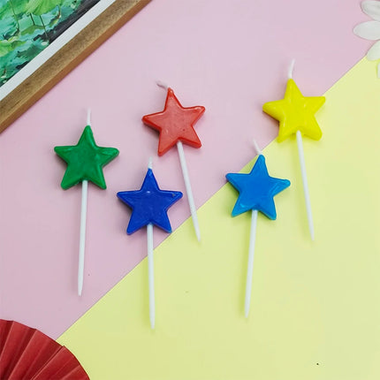 Five pointed Star Happy Birthday Cake Candles for Children's Day Boys' Party Stars Baking Decorative Candles