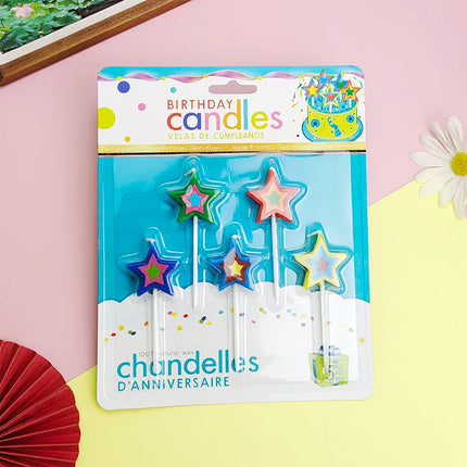Five pointed Star Happy Birthday Cake Candles for Children's Day Boys' Party Stars Baking Decorative Candles