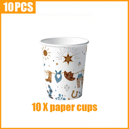 A Little Cowboy Baby Shower Decor Set, My First Rodeo Western Themed Disposable Tableware Kit for Boys 1st Birthday Party