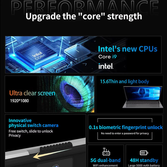 Xiaman 15.6“ Gaming Laptop Computer Intel Core i9 10980HK/9900 16GB RAM  2TB SSD Fingerprint Unlock Notebook Laptops Backlight