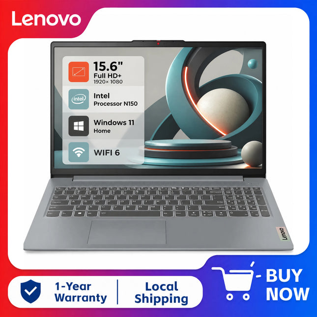 Lenovo IdeaPad Slim 3i 15.6" Full HD Laptop, Intel N150, 8GB RAM, 128 UFS, Windows 11 Home, Arctic Grey
