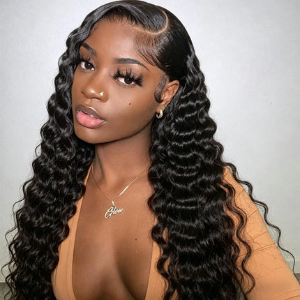 250% Density 13x4 13x6 HD Lace Front Wig Brazilian Loose Deep Wave Human Hair Wig Natural Black Glueless Hair Wigs For Women