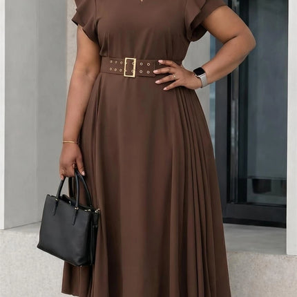 2026 Summer Ruffle Short Sleeve Dresses Elegant Women Party Evening Maxi Dress Turkey African Clothing Office Ladies Outfits