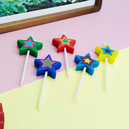 Five pointed Star Happy Birthday Cake Candles for Children's Day Boys' Party Stars Baking Decorative Candles