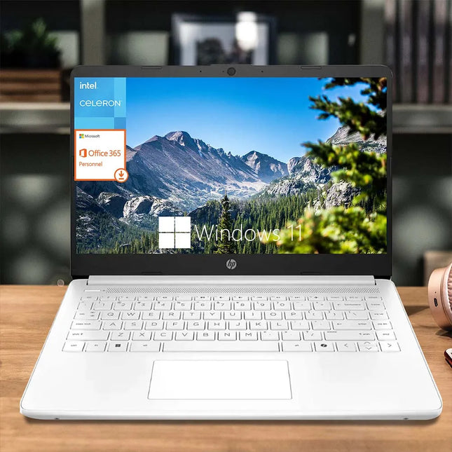 HP 14" 2025 Business Laptop,Intel Celeron N4500,16GB RAM,320GB Storage,1-Year Office 365,WiFi 6,Windows 11 S,Snowflake White