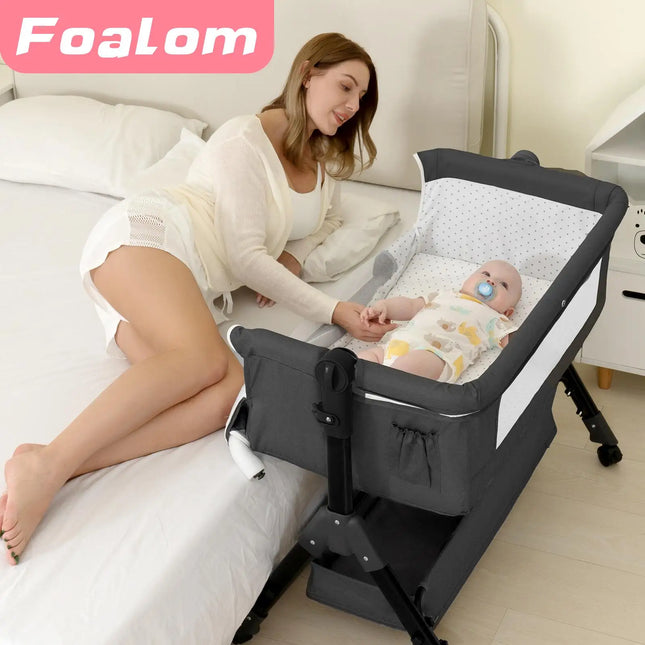 3 in 1 Baby Bassinet Bedside Sleeper, Easy to Assemble & Foldable Portable Baby Cradle for Newborns