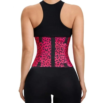Women's Leopard Print Triple Wrap Waist Trainer Belt – High Elastic Nylon Tummy Control Cincher with Adjustable Velcro, Perfect for Workout & Daily Wear