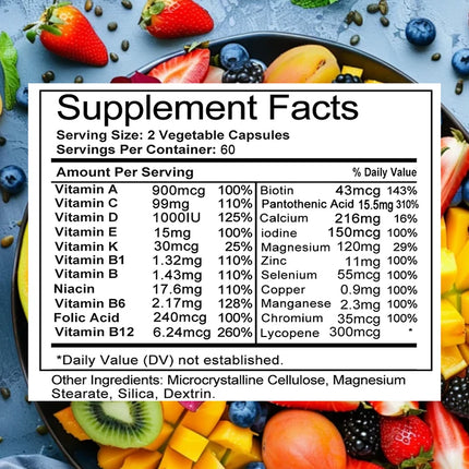 Bcuelov Men's Vitamin and Mineral Supplements - 26 Combinations To Support Overall Immune Health, Vegan