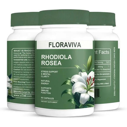 3 X Limited time sale -50% off a packRhodiola RoseaPeptide Capsules Floraviva Rhodiola Rosea Capsules - 60 Count for Stress Support Mental Clarity & Natural Energy - Supports Immune Function