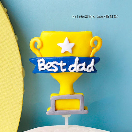 Father's Day Baking Cake Decoration Soft Ceramic Men's Party Dad Decoration Trophy Medal DAD Adult Decoration