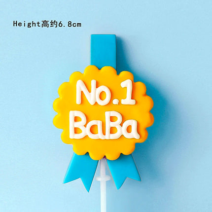 Father's Day Baking Cake Decoration Soft Ceramic Men's Party Dad Decoration Trophy Medal DAD Adult Decoration