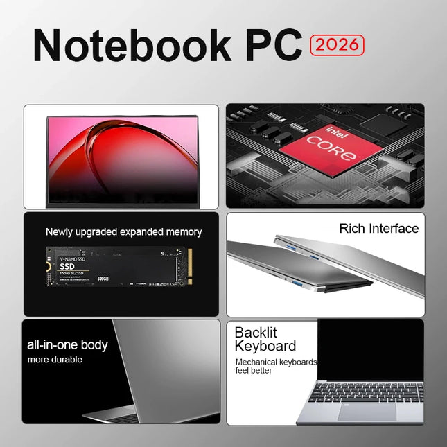 New Ultra Slim Laptop 15.6" 16GB RAM 2TB SSD Intel i9 10980HK/9900 Gaming PC 1920*1080 IPS Windows 11 Office Study Computer PC