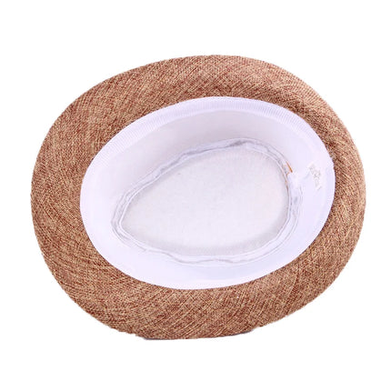 Men Women Vintage Panama Casual Travel Sunscreen Straw Knit Top Hat Brief Style Flax Gentleman Wide Brim Jazz Church Cap R83