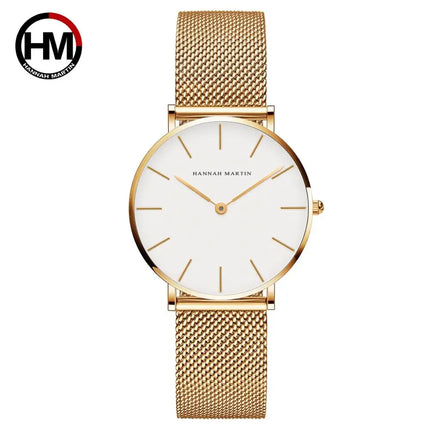 HANNAH MARTIN Women Watch Nordic Minimalist Japan Quartz Movement 3Bar Waterproof Women 36mm Full Rose Gold Dropshipping Watches