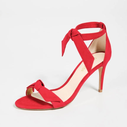 LOSLANDIFEN 2026 New Open Toe Bow Ankle Strap Women Sandals High Heels Ladies Shoes Buckle 9cm Mid Heel Summer Sandal Plus Size