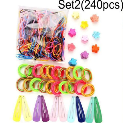 Fashion Baby Girl Set of 24 Pcs Princess Crown  Lovely Rabbit Kids Colorful Fabric Cartoon Flower Hairclips