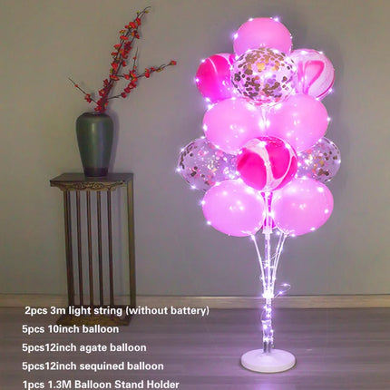 13Tubes LED Glow Balloon Stand Holder Balloon Stick Happy Birthday Balloon Kids Baby Shower Adult Wedding Party Decoration
