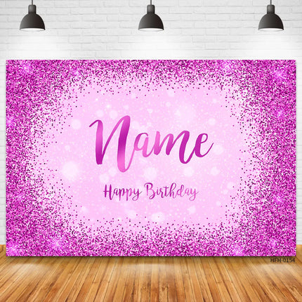 Custom Name Photo Gold Silver Glitter Birthday Party Banner Backgrounds Baby Shower DIY Birthday Photography Backdrops Photocall