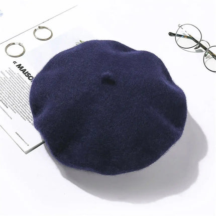 Women Girls Beanie Baggy Autumn Beret Hat Flat Cap Hat Felt Berets Wool Beret Cap