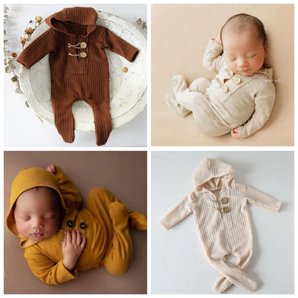 Newborn Photography Props Baby Boy Romper Hat Footed Sleeper Pants Christmas Outfit Photo Shoot Studio Accessories Set