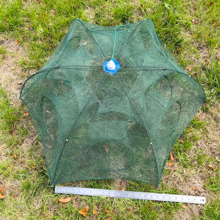 12 Holes Crab Fish Trap Foldable Fishing Bait Trap Cast Net Cage for Catching Small Bait Fish Eels Crab Lobster Minnows Shrimp
