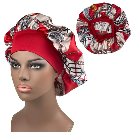 Large Size Satin Bonnet Paisley Print Bonnets for Women Beanies Women Hat Sleep Night Cap Designer Bonnets Long Braid Hat