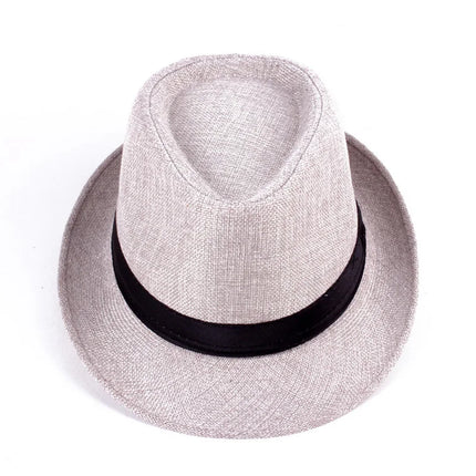 Men Women Vintage Panama Casual Travel Sunscreen Straw Knit Top Hat Brief Style Flax Gentleman Wide Brim Jazz Church Cap R83