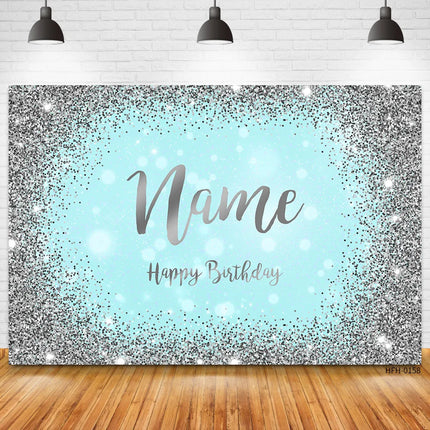 Custom Name Photo Gold Silver Glitter Birthday Party Banner Backgrounds Baby Shower DIY Birthday Photography Backdrops Photocall