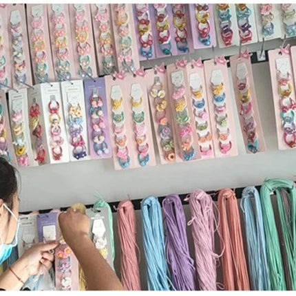 Fashion Baby Girl Set of 24 Pcs Princess Crown  Lovely Rabbit Kids Colorful Fabric Cartoon Flower Hairclips