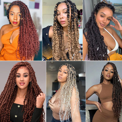 Women's for Ombre Color Synthetic Water Wave Hair Extensions Passion Twists Crochet Braids Hair
