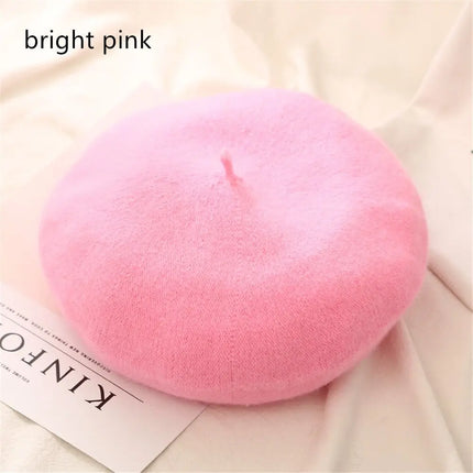 Women Girls Beanie Baggy Autumn Beret Hat Flat Cap Hat Felt Berets Wool Beret Cap