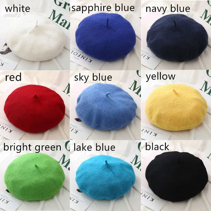 Women Girls Beanie Baggy Autumn Beret Hat Flat Cap Hat Felt Berets Wool Beret Cap