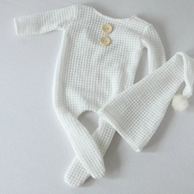 Newborn Photography Props Baby Boy Romper Hat Footed Sleeper Pants Christmas Outfit Photo Shoot Studio Accessories Set